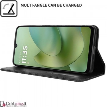 Dirbtinės odos atverčiamas dėklas su skyreliais - juodas (Motorola Moto G06/Moto G06 Power) Dirbtinės odos atverčiamas dėklas su skyreliais - juodas (Motorola Moto G06/Moto G06 Power)